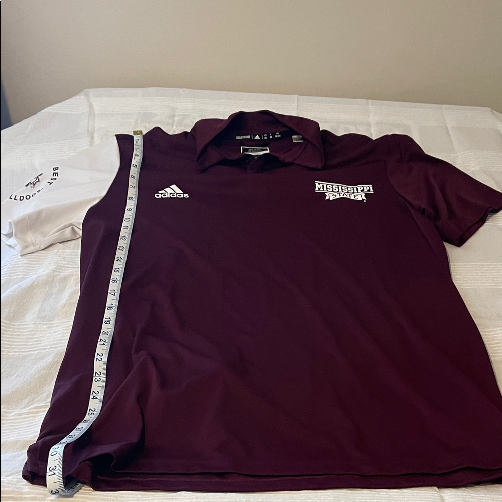 Adidas Burgundy and White Men's Polo Shirt